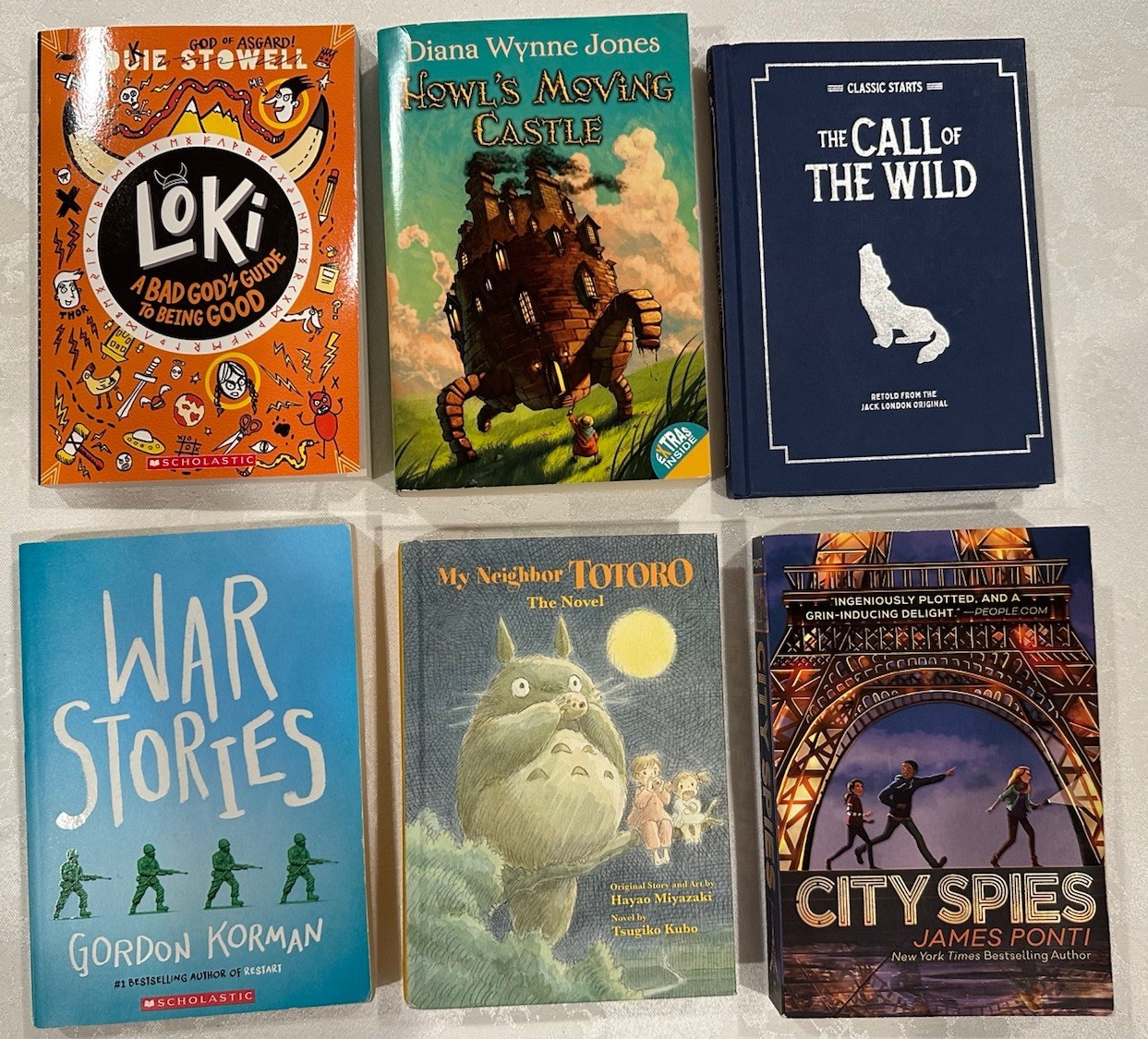 Youth & Middle Grade 6 Books Lot: Totoro,CitySpies,Howl’s Moving Castle,Loki Etc