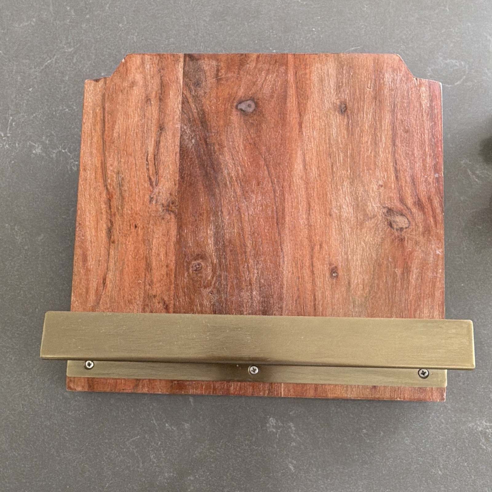 Heart of Home Hands Free Rectangular Wood & Metal Book Stand Brown Gold