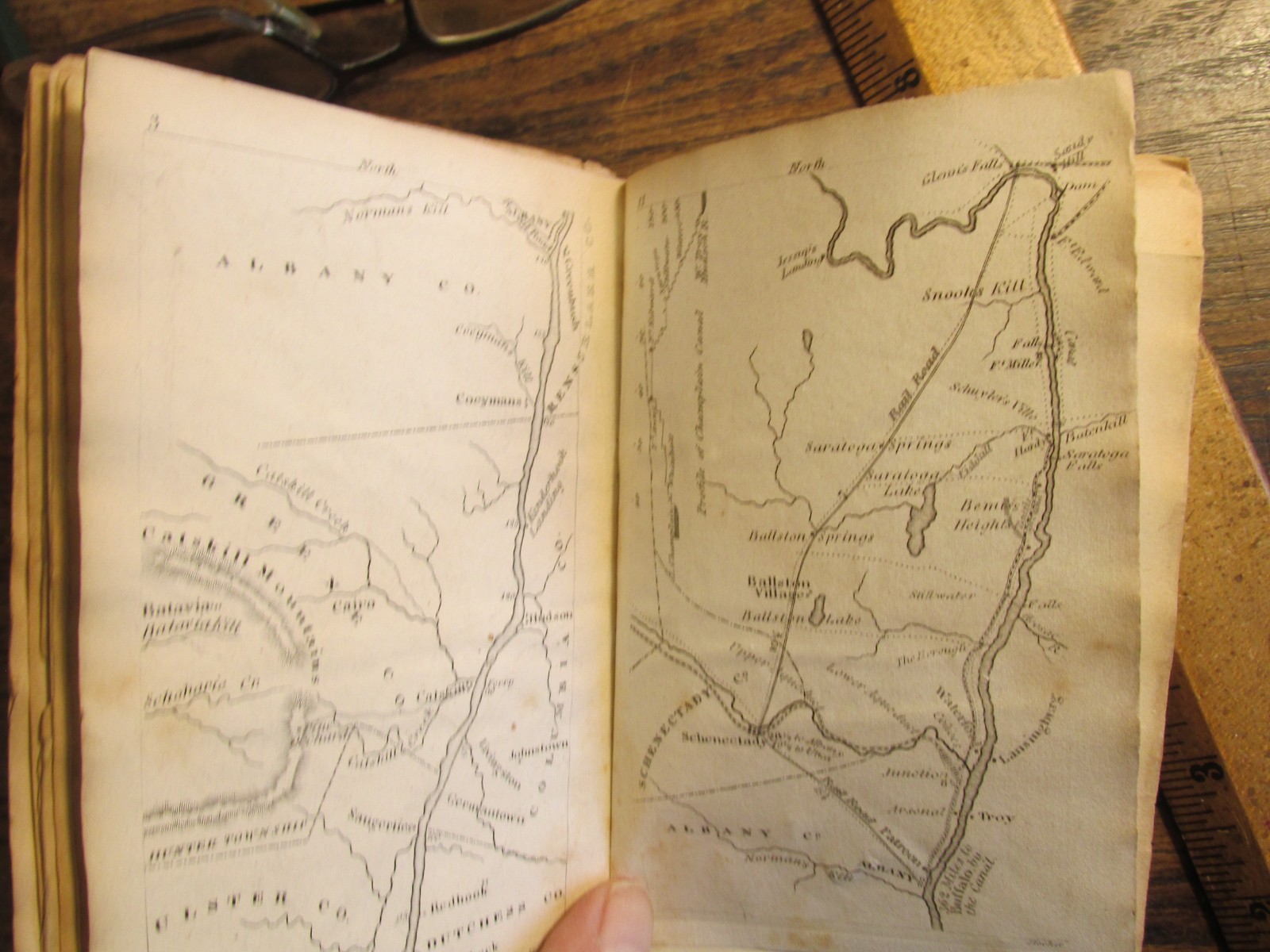Antique Ephemera 1834 Northern Traveller Book (Partial) Maps New York Region