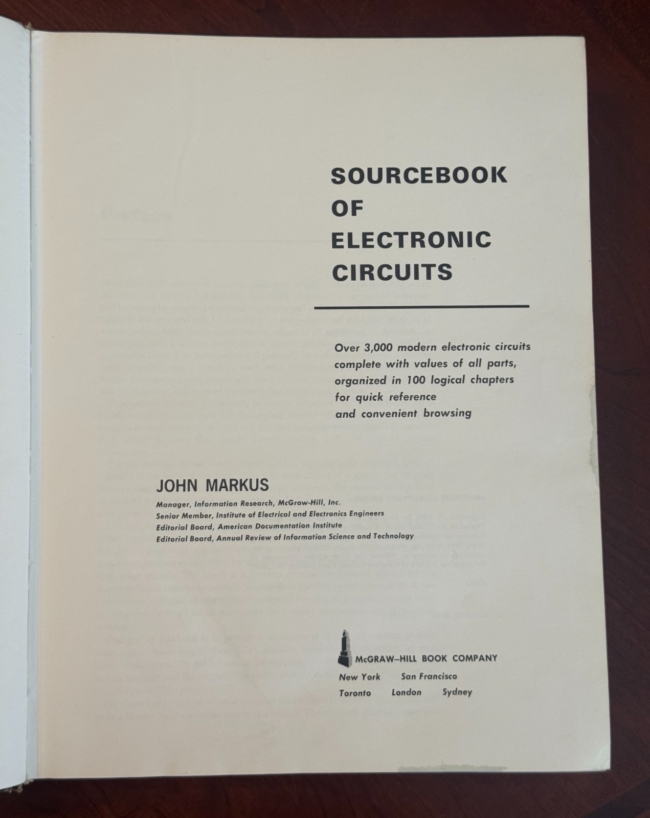 1968 vtg Sourcebook of Electronic Circuits MARKUS Educational HC ills book 1960s