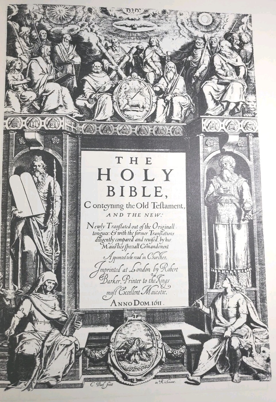 1611 King James Bible 1st Edition Facsimile AND Original Page Leaf 1600s 1st Chr