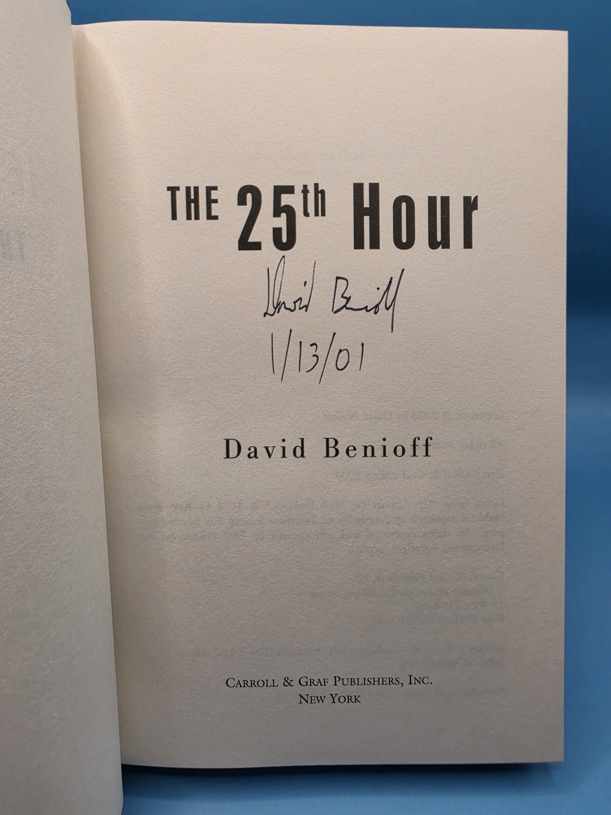 The 25th Hour – First Edition – Signed