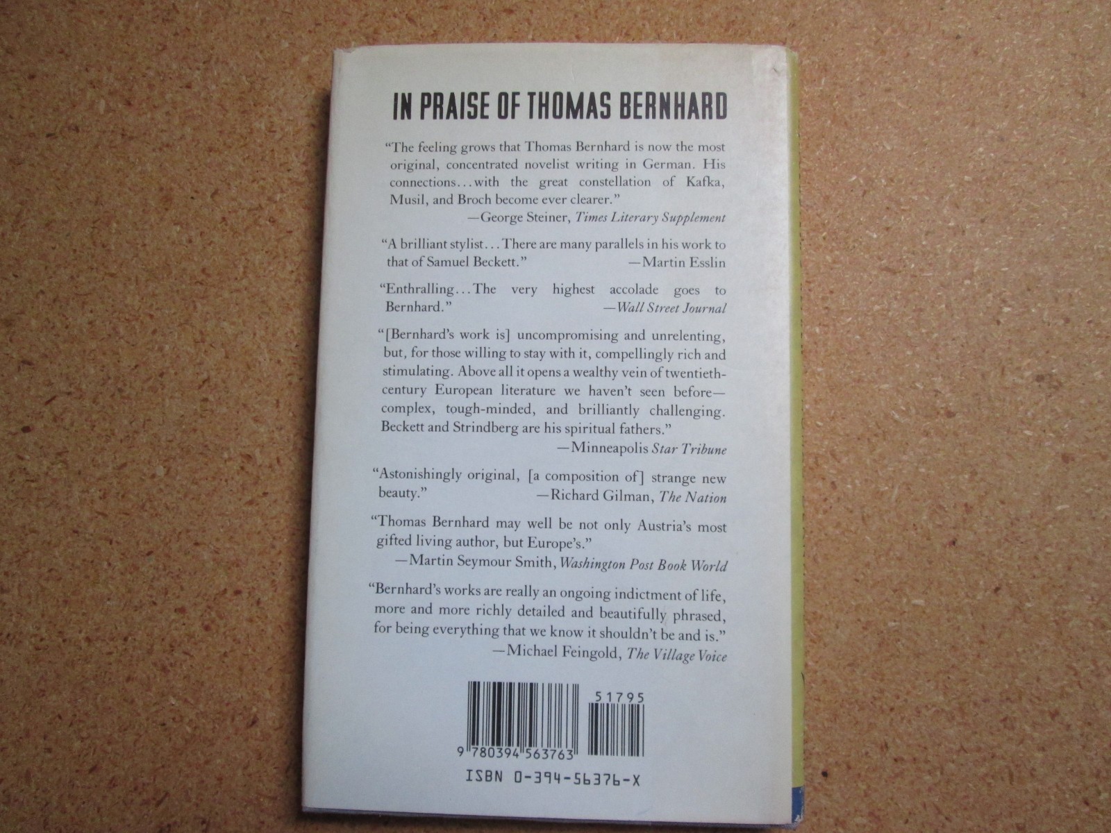Thomas Bernhard hardback Wittgenstein’s Nephew 1989 1st American Edition