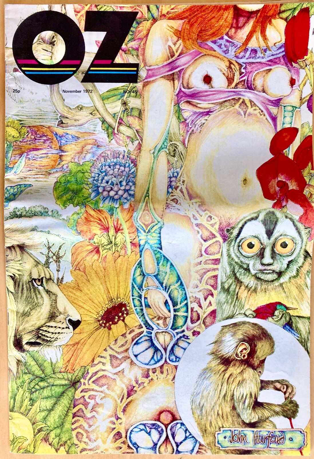 Oz Magazine #45 Nov 1972 Large rectangular format cover by John Hurford.