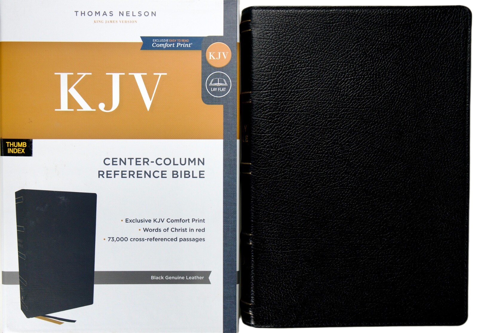 KJV Bible: Center-Column Reference, Thumb Index, Black Genuine Leather