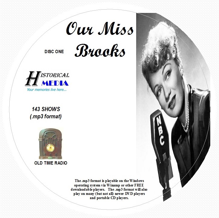 OUR MISS BROOKS – 143 Shows Old Time Radio In MP3 Format OTR On 2 CDs
