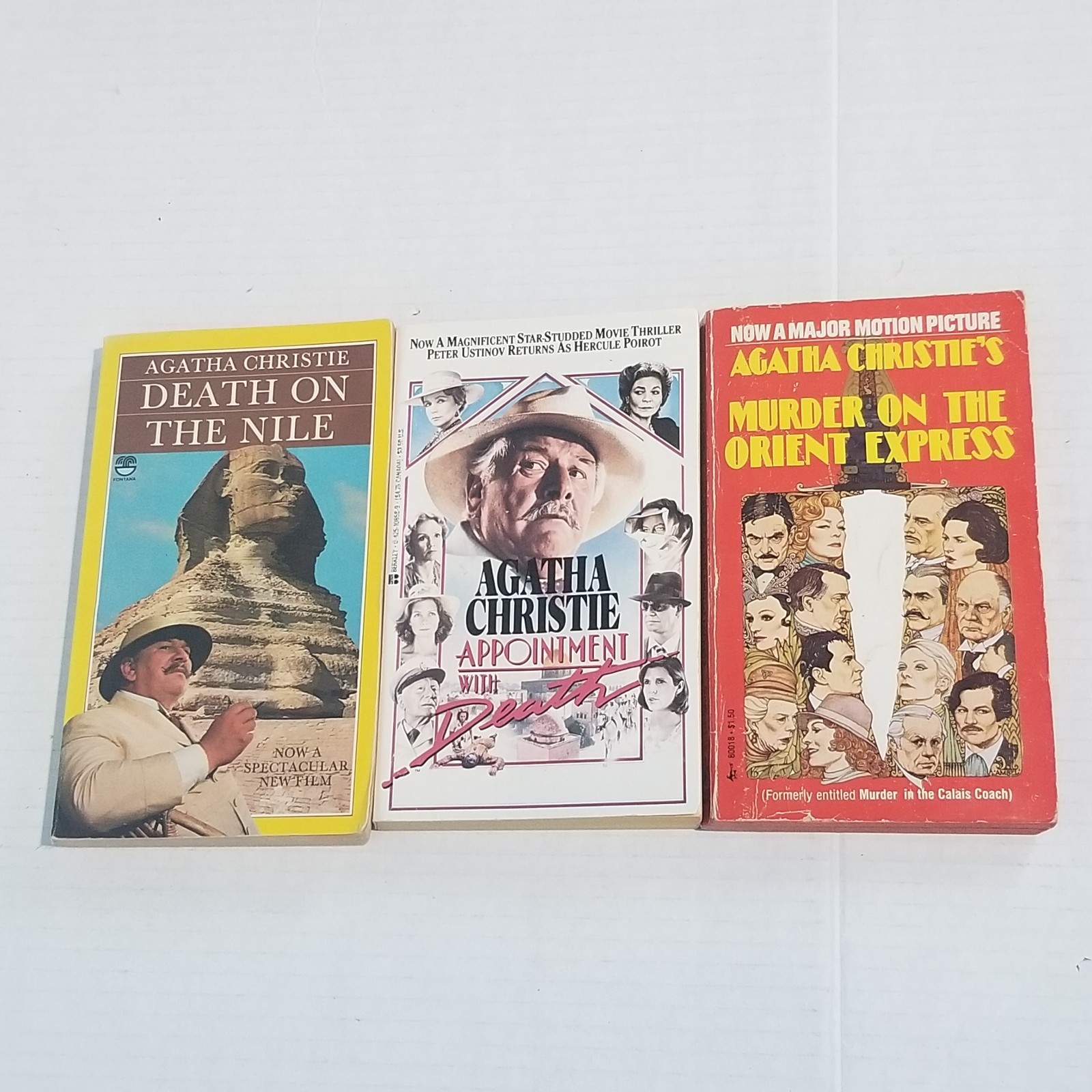 Agatha Christie 3 Book Lot Hercule Poirot Movie Tie In Vintage Paperbacks