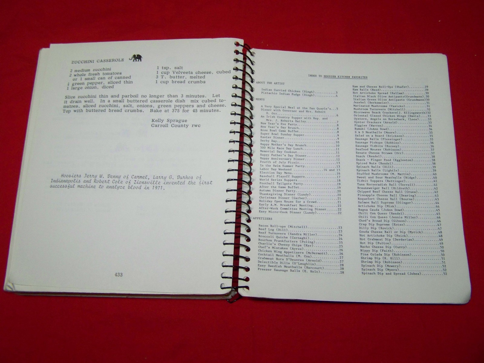 Indiana Federation of Republican Women Cookbook 433 pages 700+ recipes
