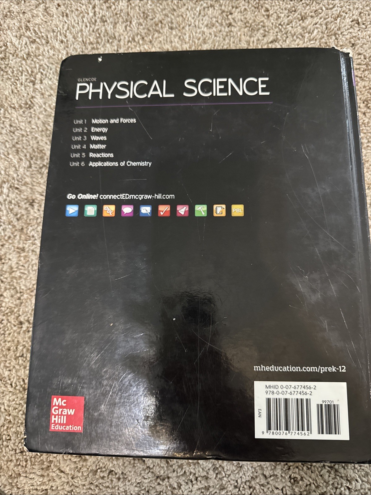 Glencoe Physical Science McGraw Hardcover textbook 2017