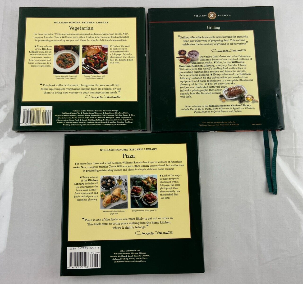 Lot Of 3 Williams Sonoma Kitchen Library Hardcover Cookbooks, Pizza, Vegetarian