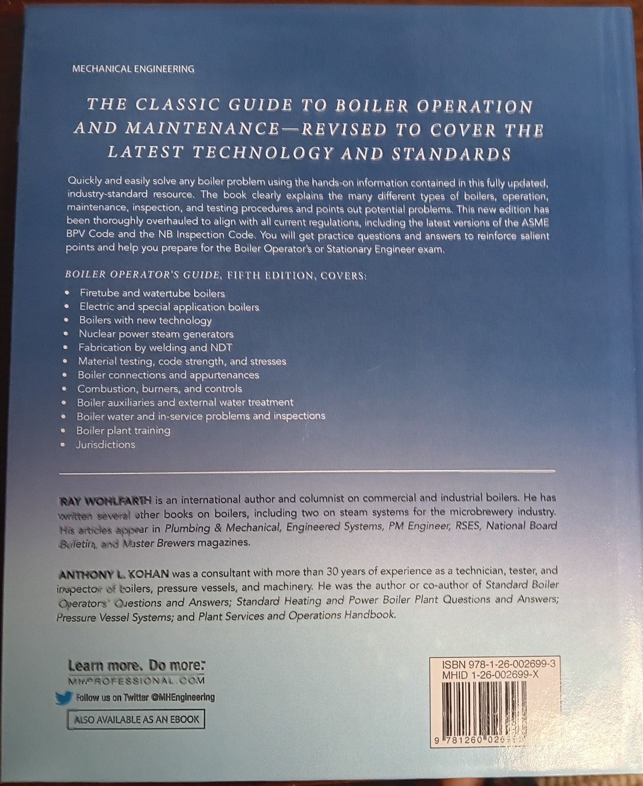 Boiler Operator’s Guide, 5E, Wohlfarth, Ray,Kohan, Anthony L., Acceptable Book