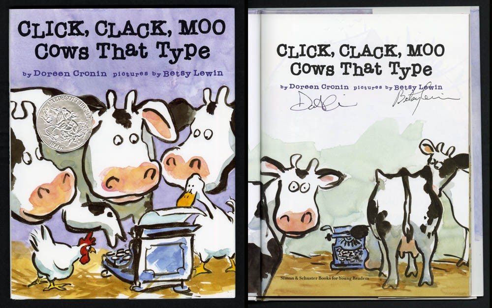 Doreen Cronin Lewin SIGNED AUTOGRAPHED Click Clack Moo Cows That Type HC 1st ED