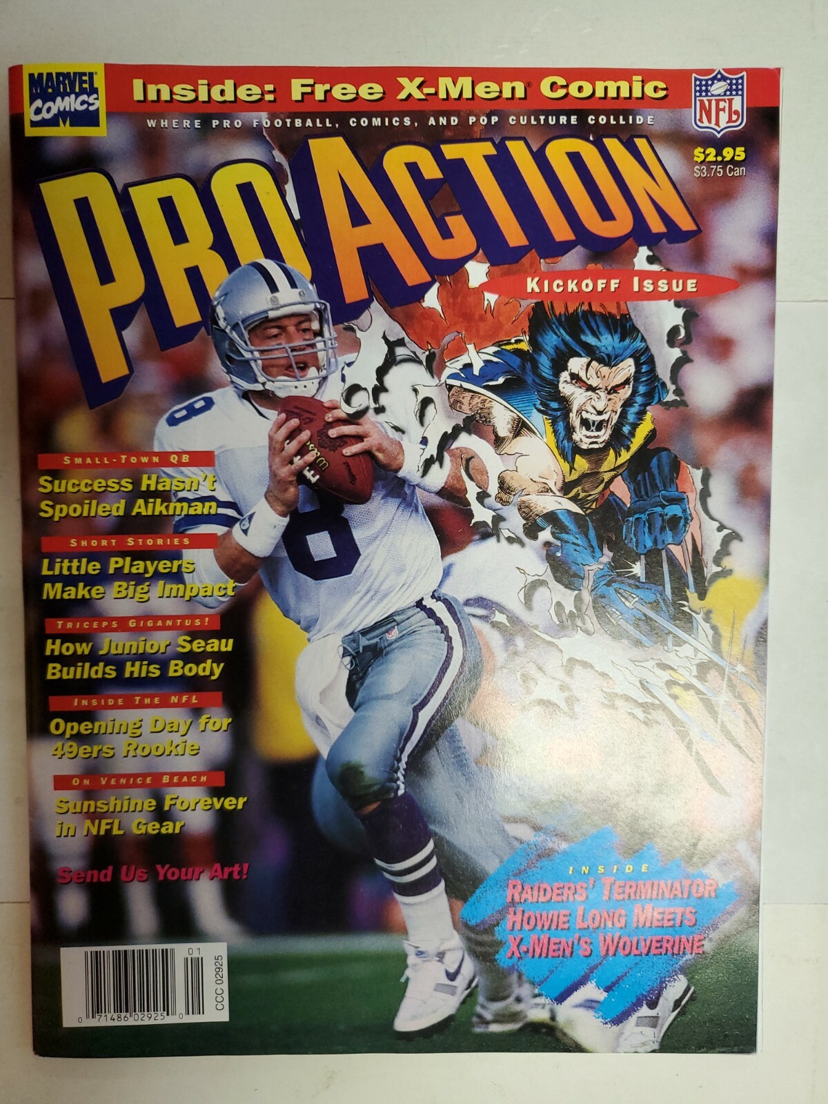 Pro Action Kickoff Issue # 1 (Marvel/NFL 1994) X-Men Comic Fleer Card Sheet 28d1