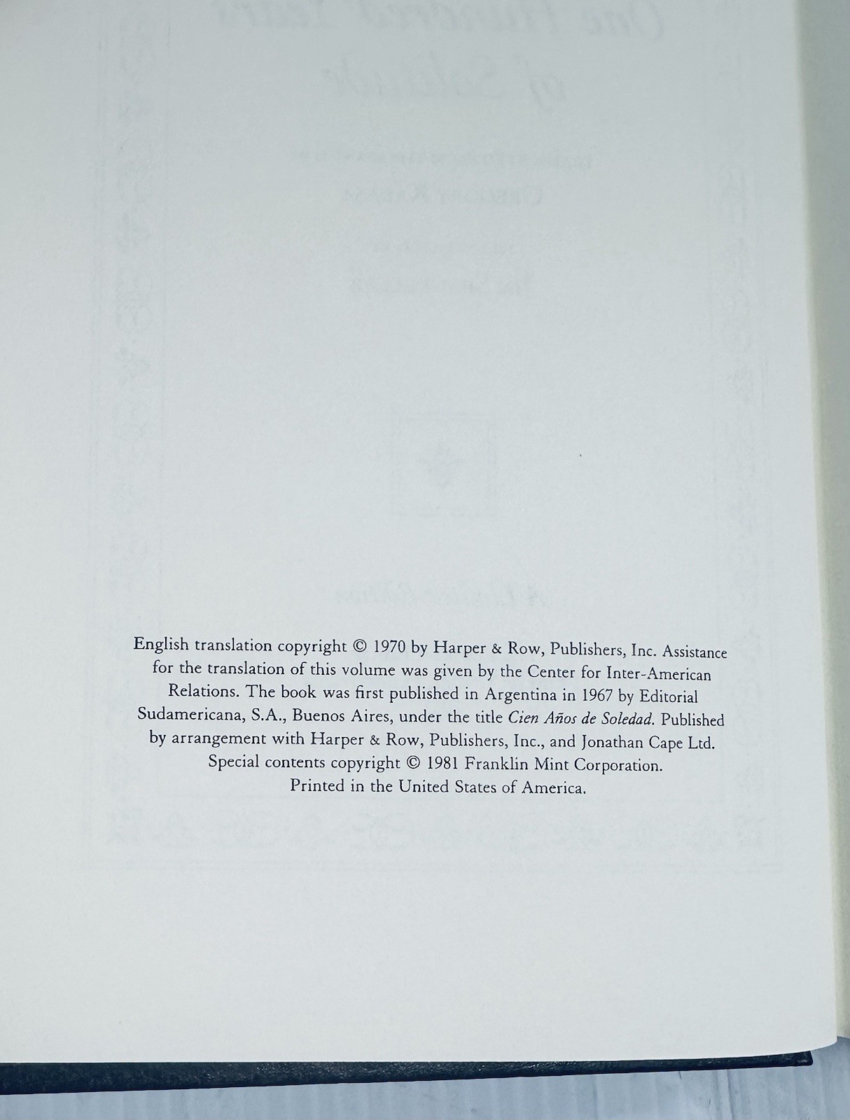 One Hundred Years Solitude Gabriel Garcia Marquez Franklin Library 1981 Leather