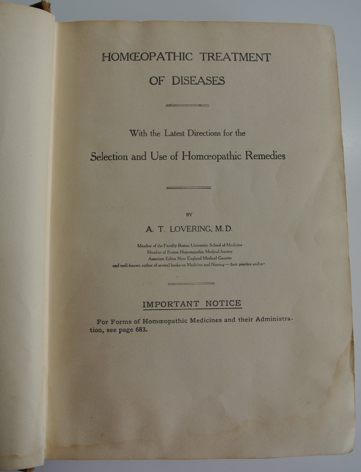 The Household Physician: A Twentieth Century Medica, Homeopathic Treatment 1926