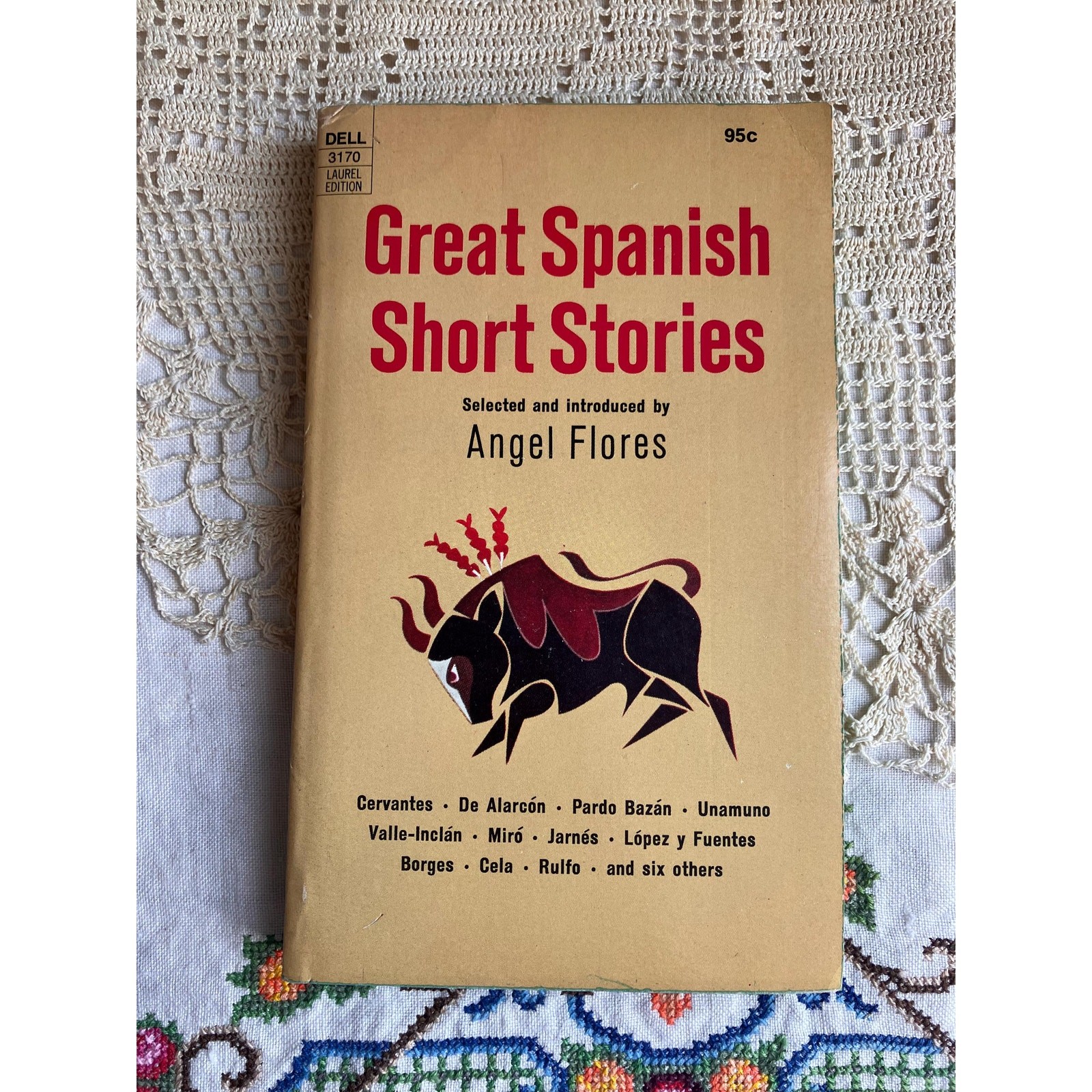 1962 Spanish Short Stories Anthology by Angel Flores, mid century book, Borges
