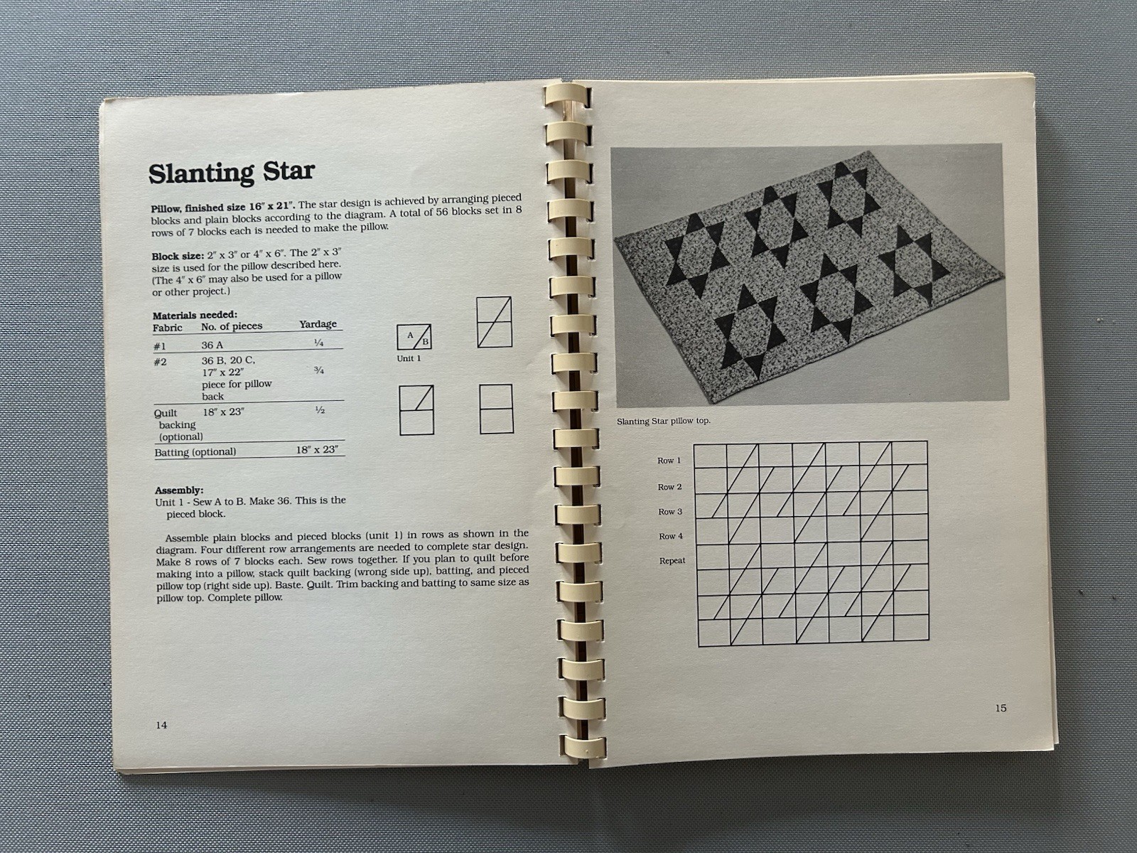 Vintage 1982 Rectangular Quilt Blocks Spiral Bound Book PB Jean Roesler