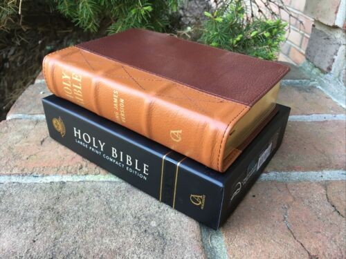 Compact KJV Genuine Leather Bible | Large Print 10 Point Font | Ribbed
