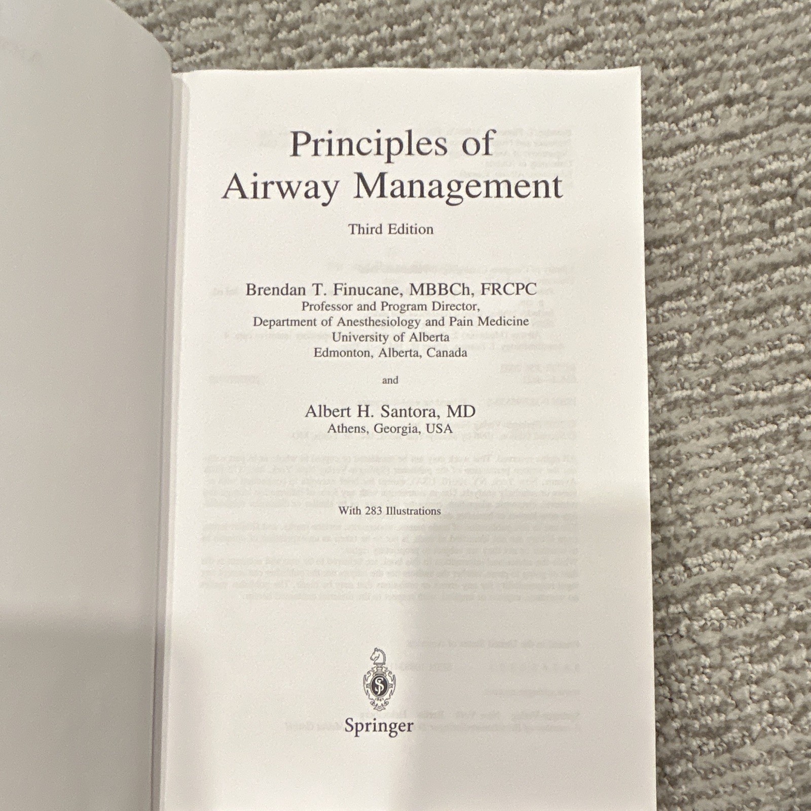 Principles of Airway Management 3rd Ed Hardcover Finucane Santora Springer