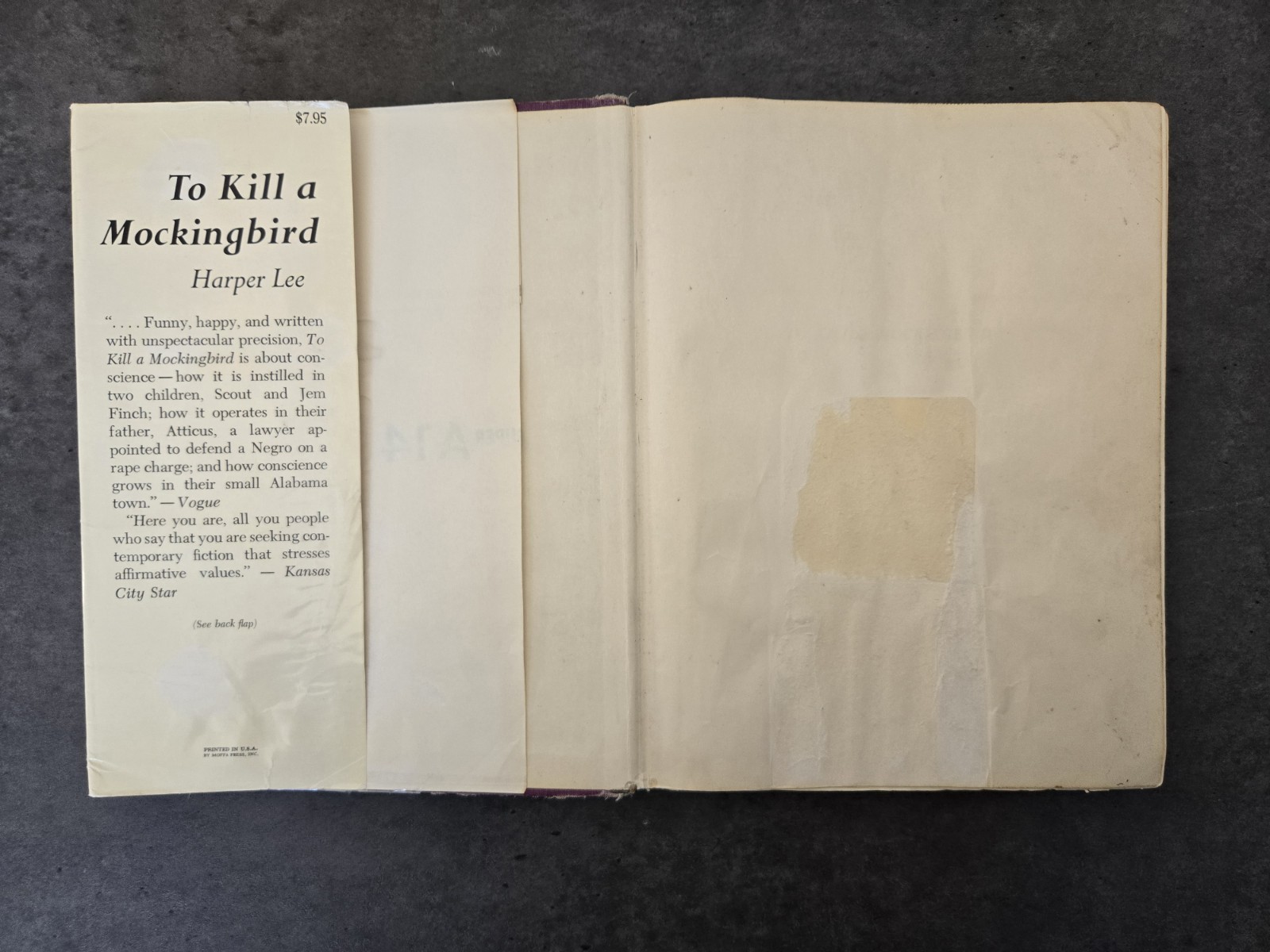 Harper Lee TO KILL A MOCKINGBIRD Large Type Hardcover 1960 Vintage Book