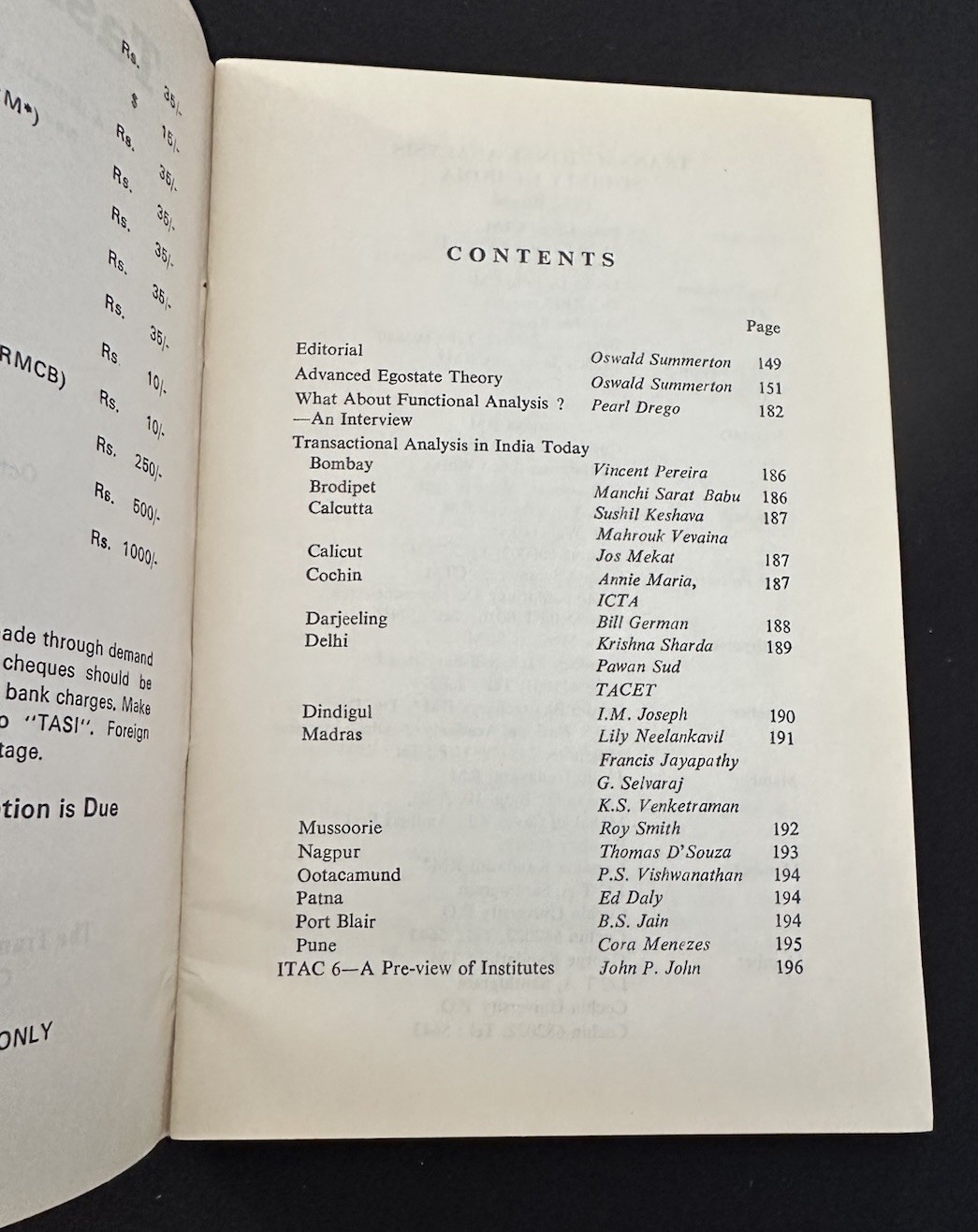 TAST DARSHAN Journal 1982 Transactional Analysis India Pearl Drego Rare Issue