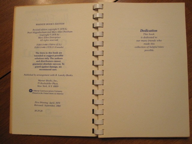VINTAGE 1980 MARY ELLEN’S BEST OF HELPFUL HINTS SPIRAL BOOK 125 PAGES
