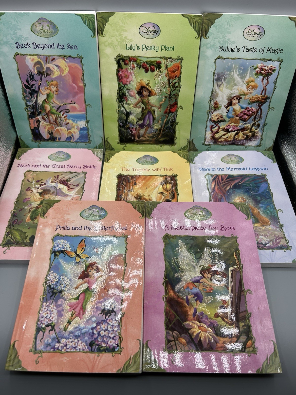 Lot of 8 Disney Fairies Paperback Pixie Hollow Books – Tink Bess Rani Prilla