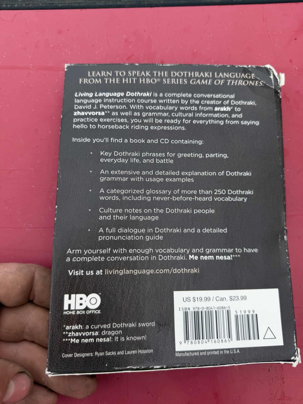 Living Language Dothraki Course Book & Audio CD David J. Peterson Beginner 2014