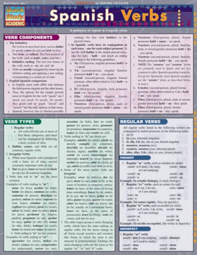 Spanish Verbs (Quickstudy: Academic) – Pamphlet By BarCharts, Inc. – GOOD