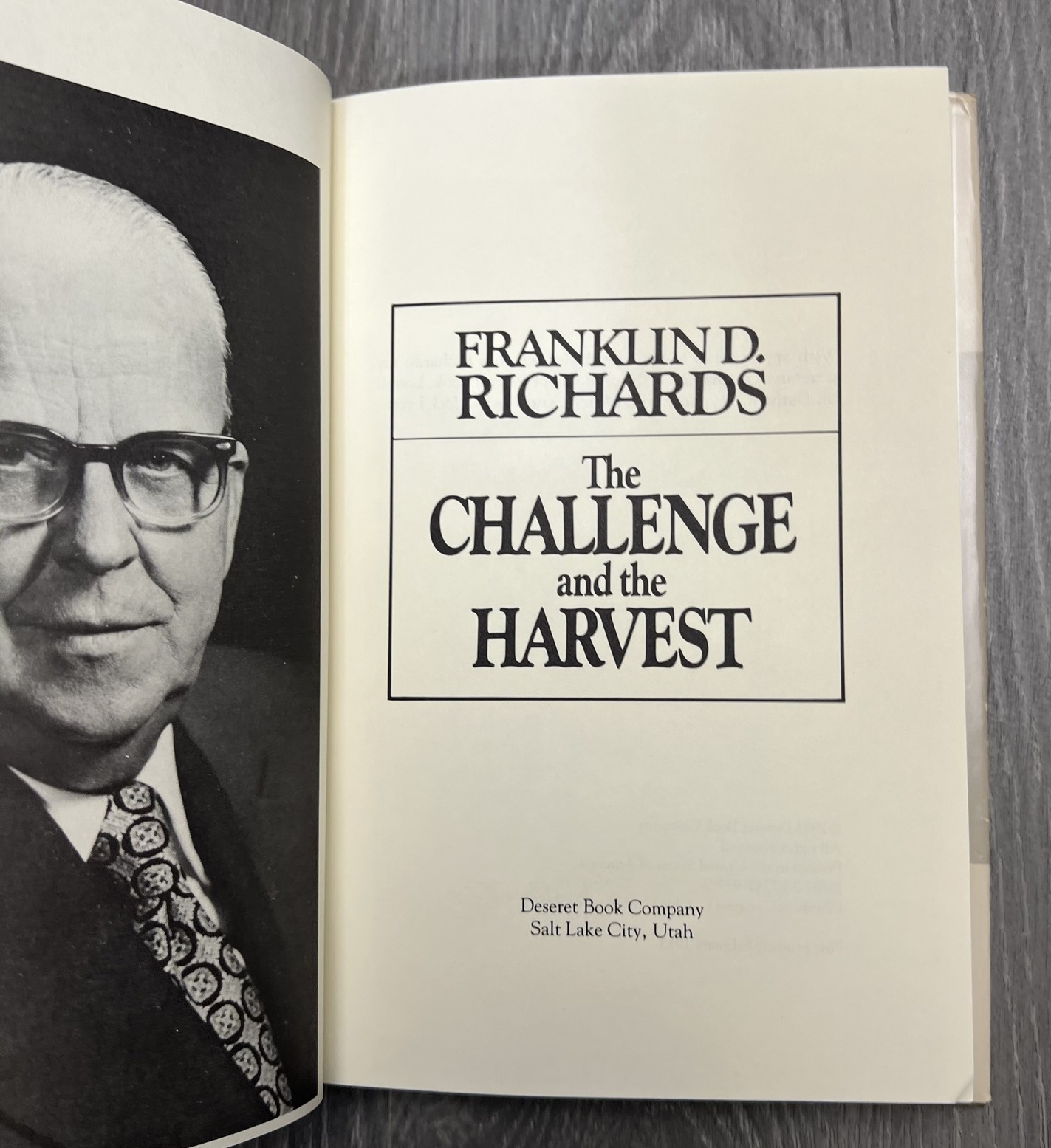 Vintage The Challenge and the Harvest Franklin D Richards 1983 Hardcover LDS