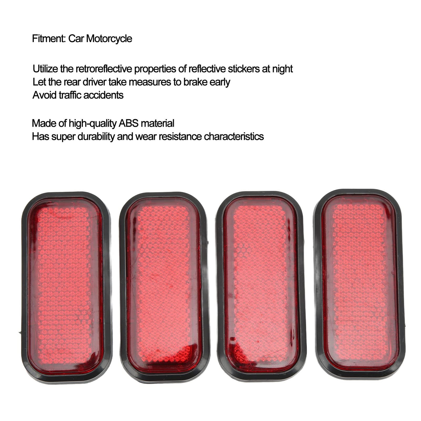 KIMISS 4pcs Rectangular Reflector Safety, ABS Stick on Reflective Sticker Ref…