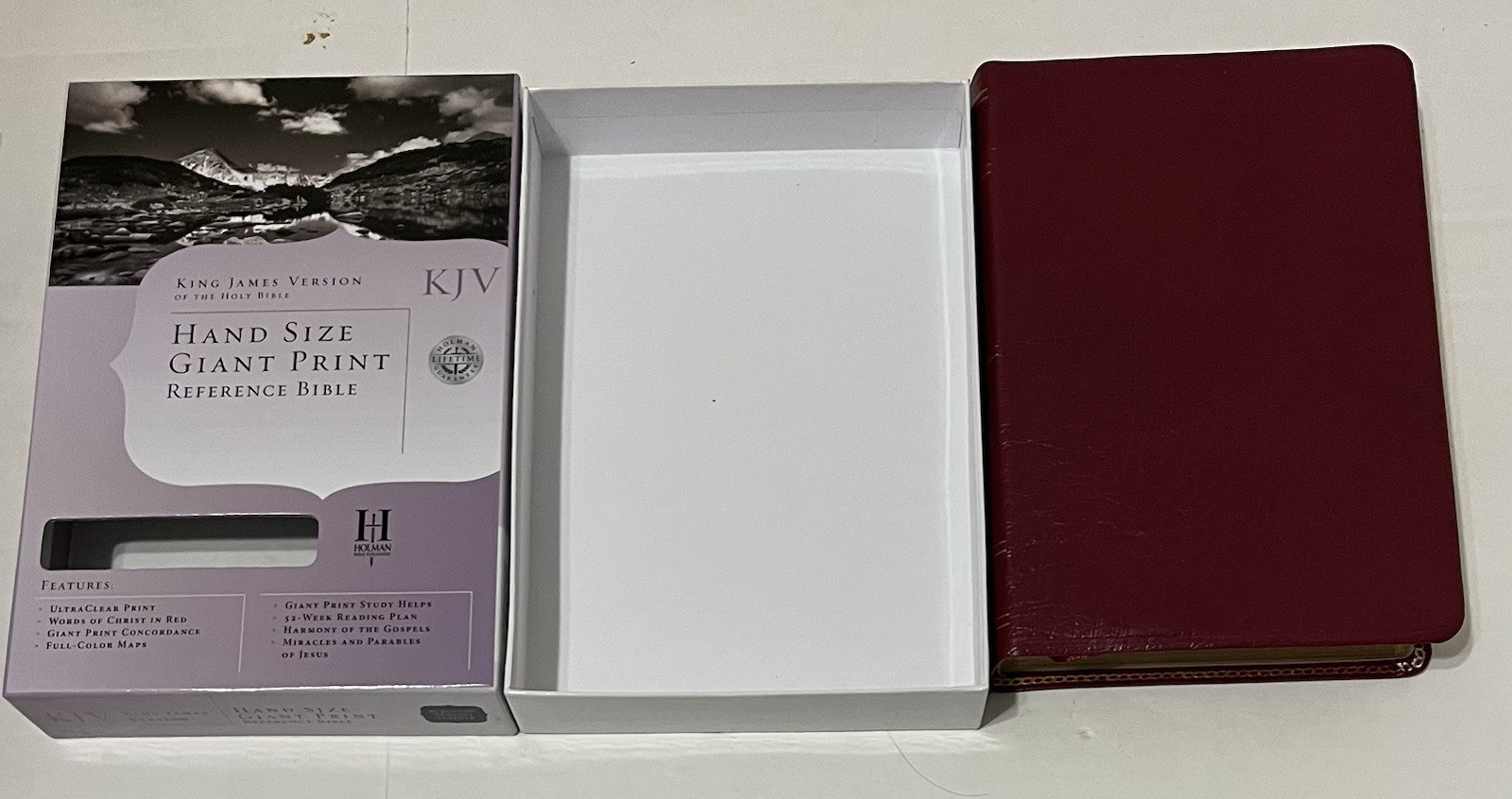 KJV Large Print Personal Size Reference Bible, Burgundy Genuine Leather by…