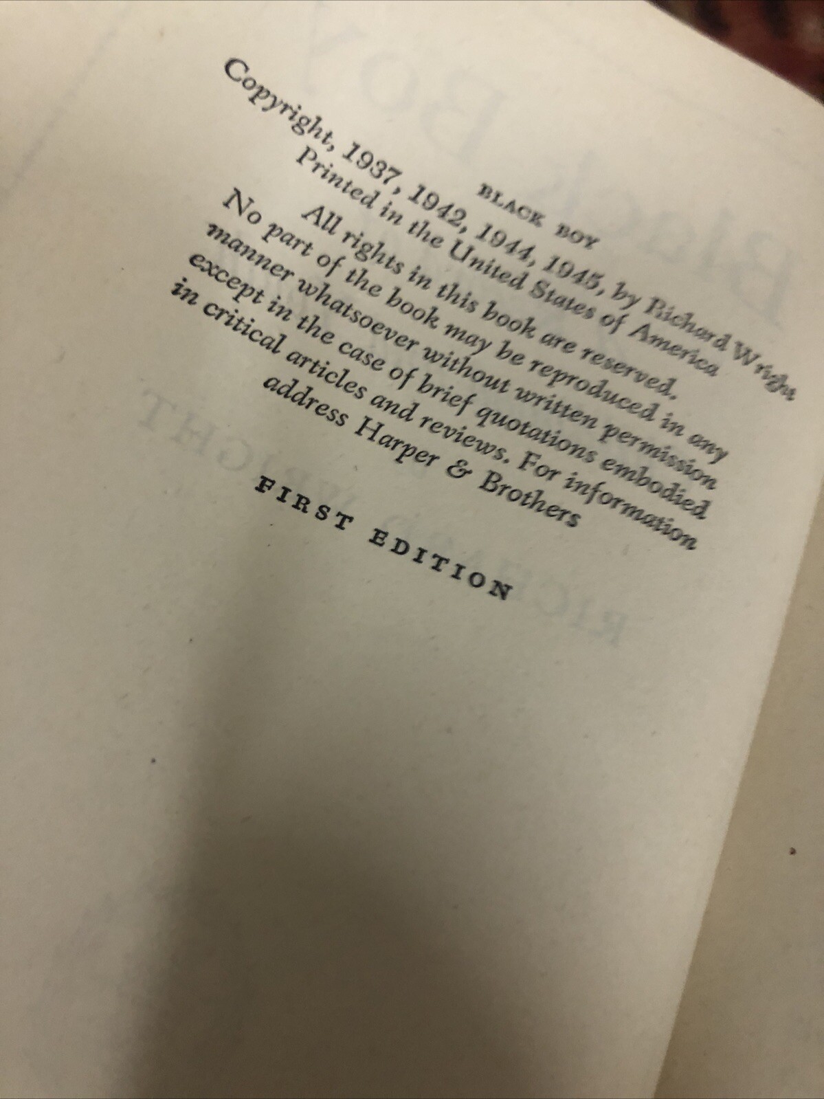 1945 Black Boy Wright First Edition Liberty Racism Autobiography Civil Rights