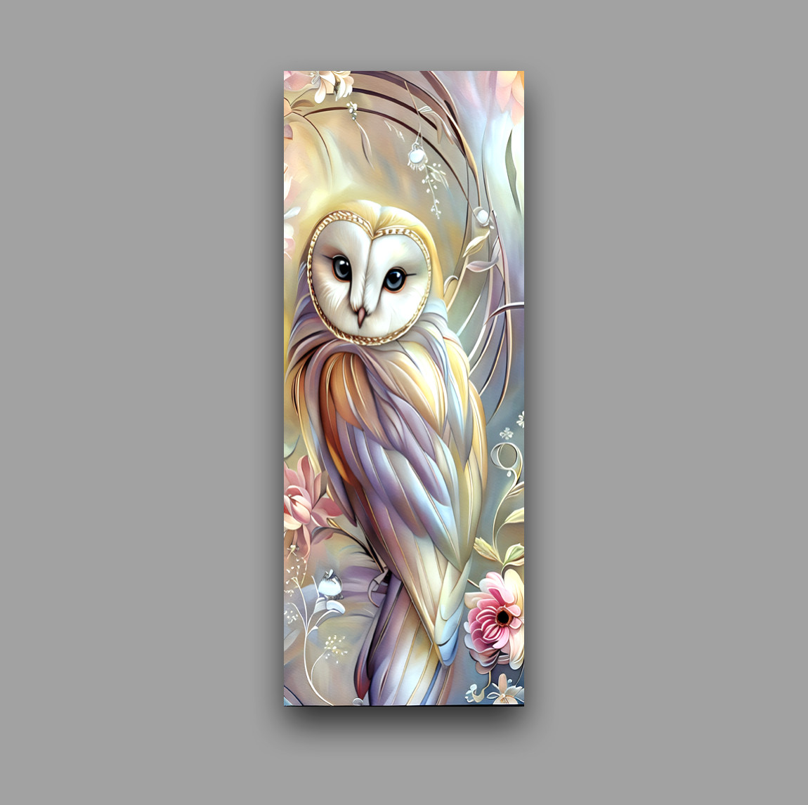 Elegant Owl bookmark flower landscape 5.5×2 colorful unique artwork reader gift