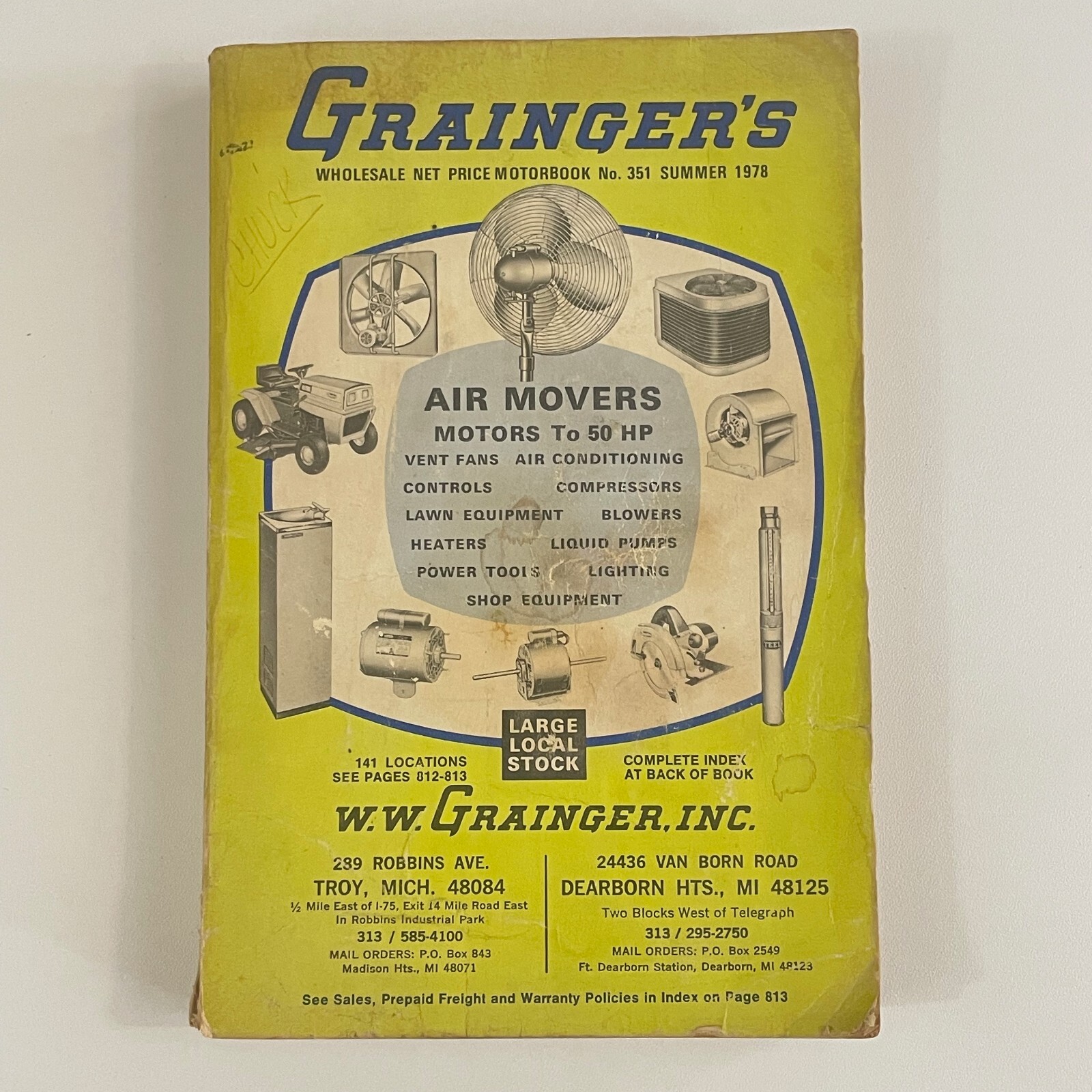 Grainger’s Summer 1978 catalog net price motor book industry 800+ pages