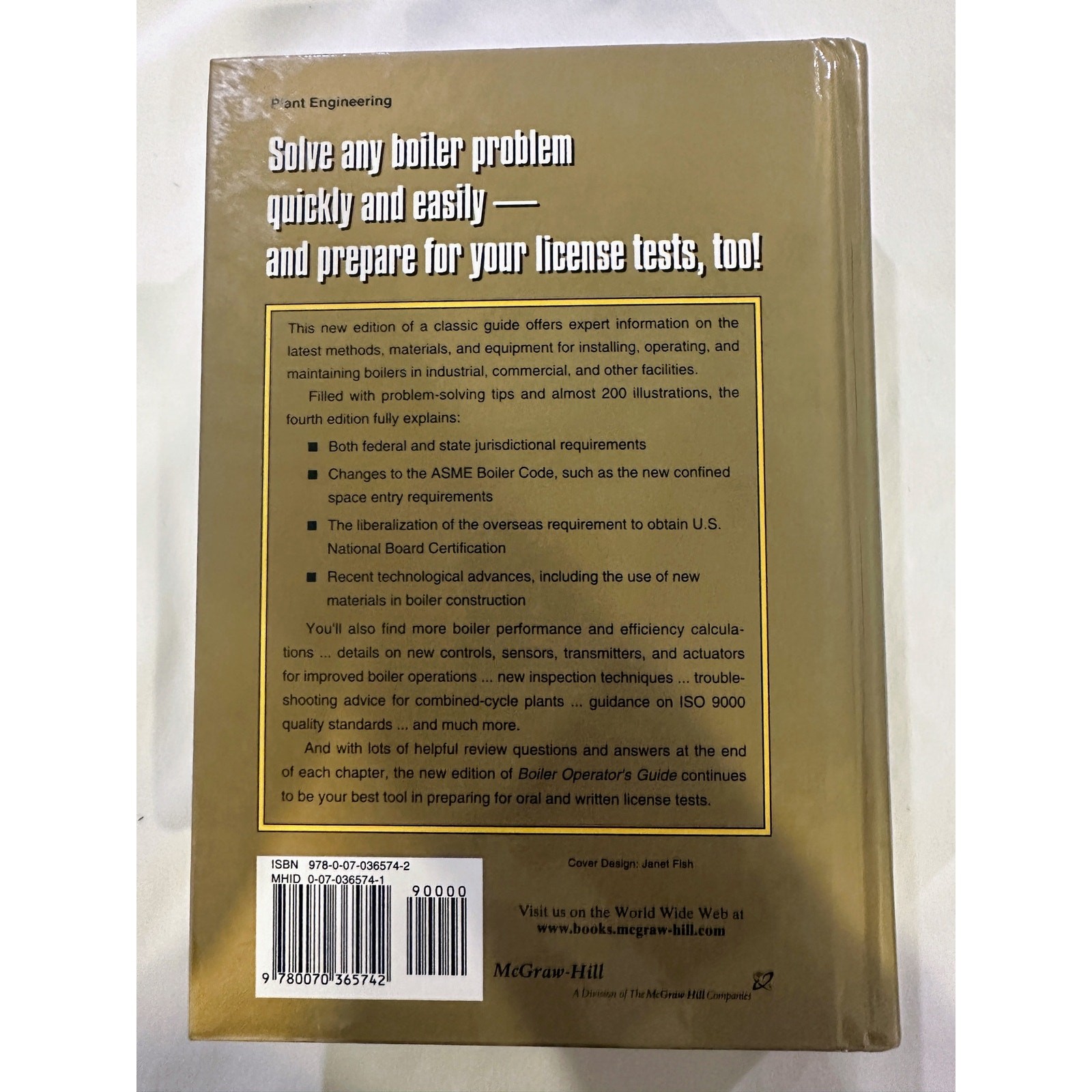 Boiler Operator’s Guide 4th Edition-Anthony L. Kohan-Hardcover-Like New