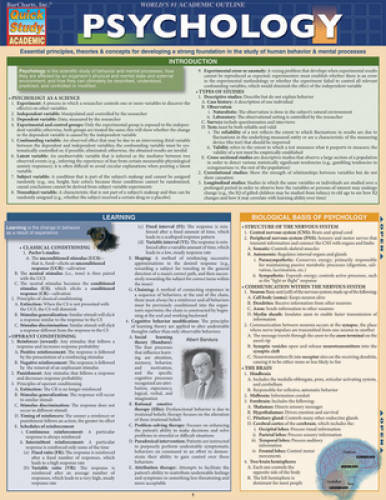 Psychology – Pamphlet By BarCharts, Inc. – VERY GOOD