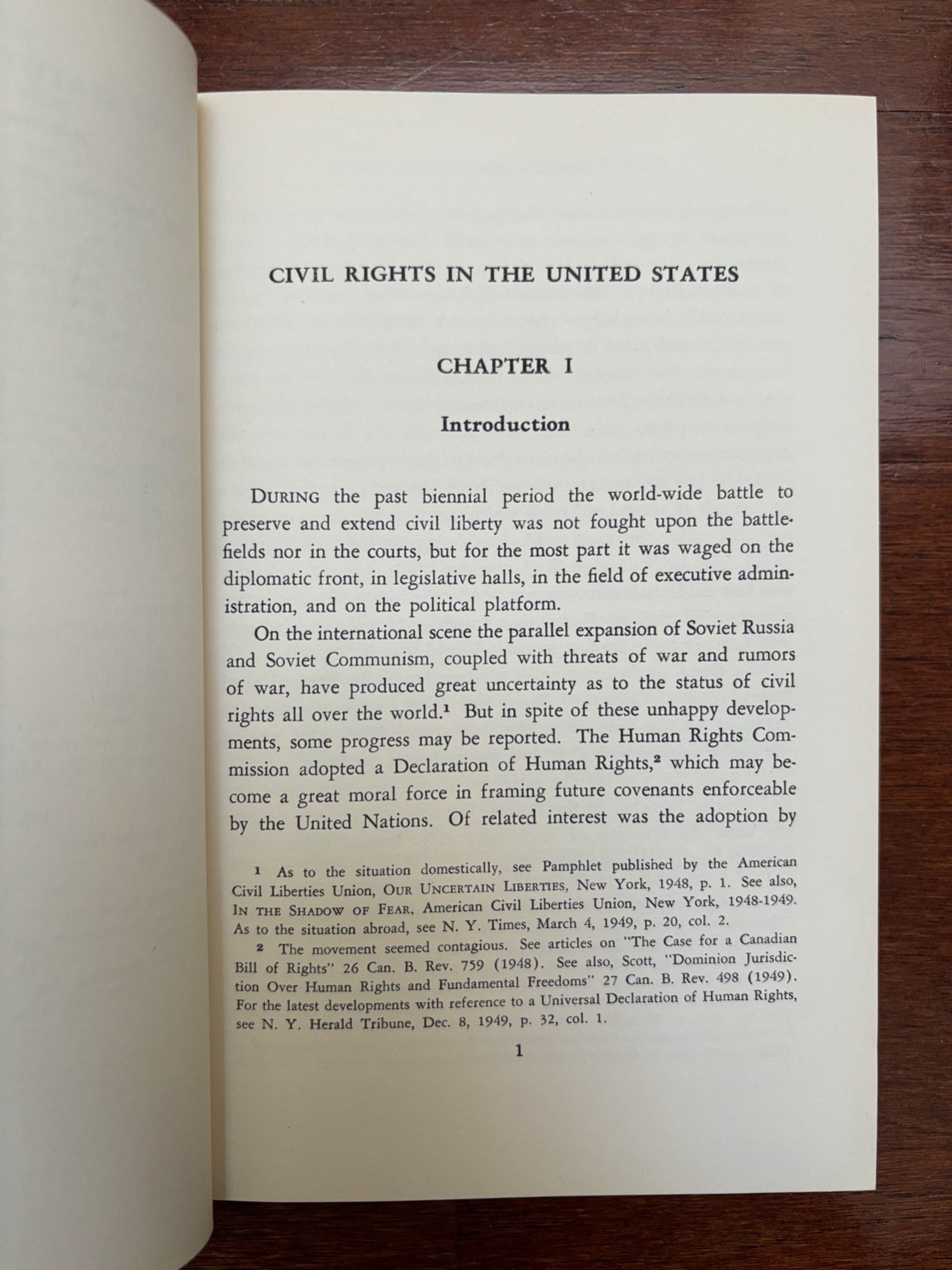 CIVIL RIGHTS IN THE UNITED STATES by ALISON REPPY – HBDJ 1951 1st ED w/SC UNREAD