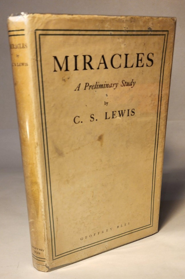 1947 C.S. LEWIS ‘MIRACLES’ SUPERNATURAL THEISTIC ARGUMENT 1ST ED DJ