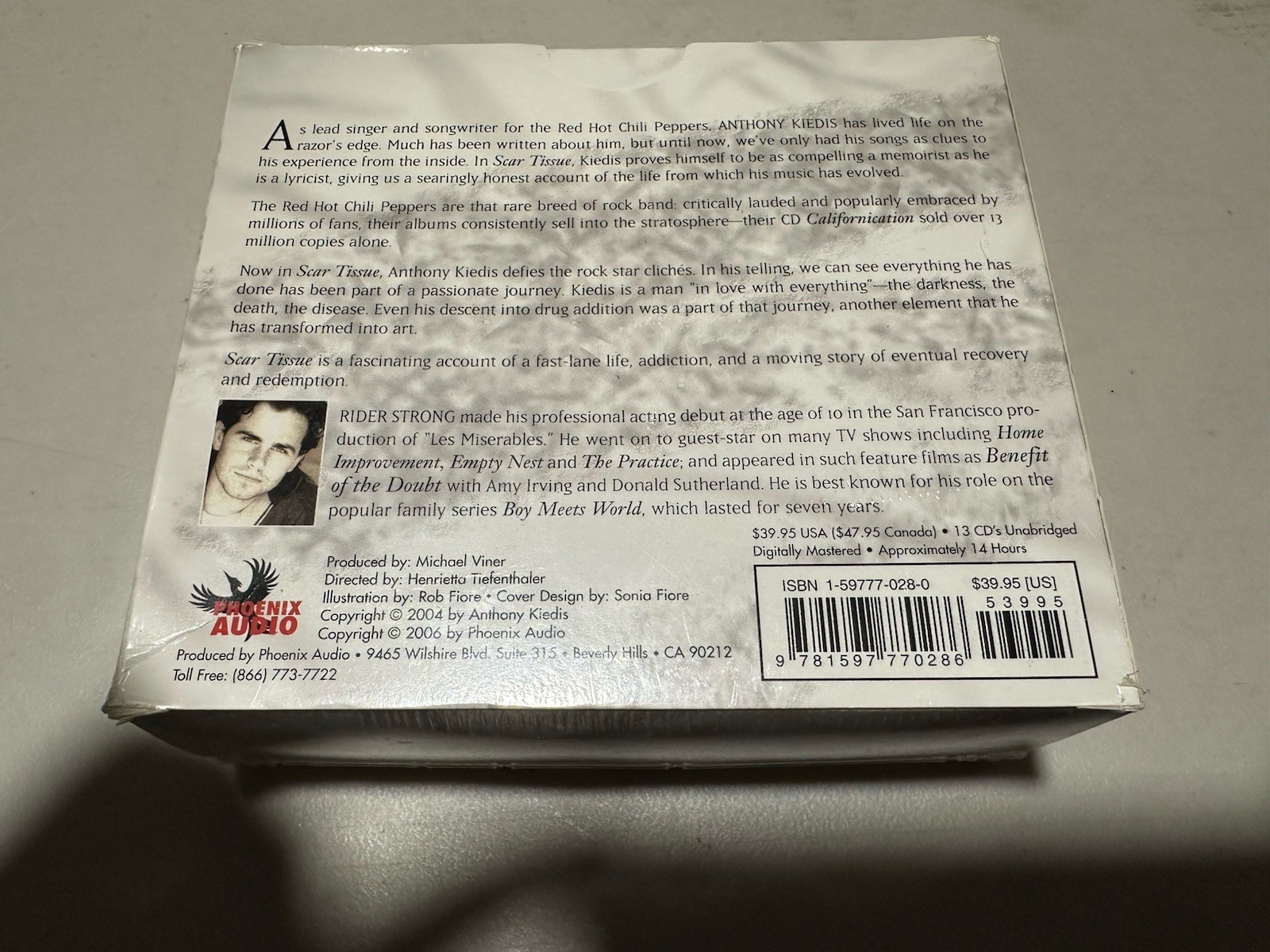 Anthony Kiedis Scar Tissue Audio Book/CD