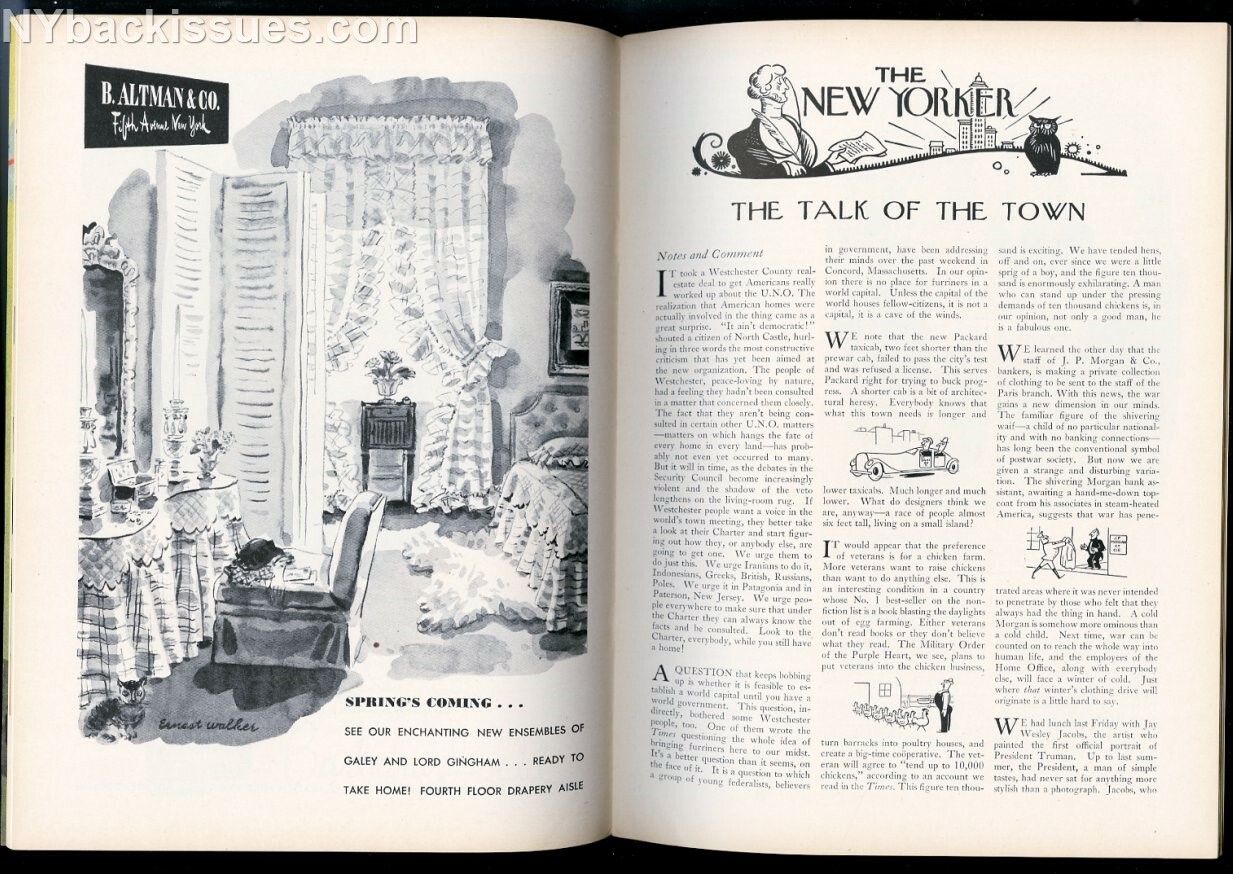 New Yorker magazine February 16 1946 W W Gibson Jerome Weidman Karl Shapiro FINE