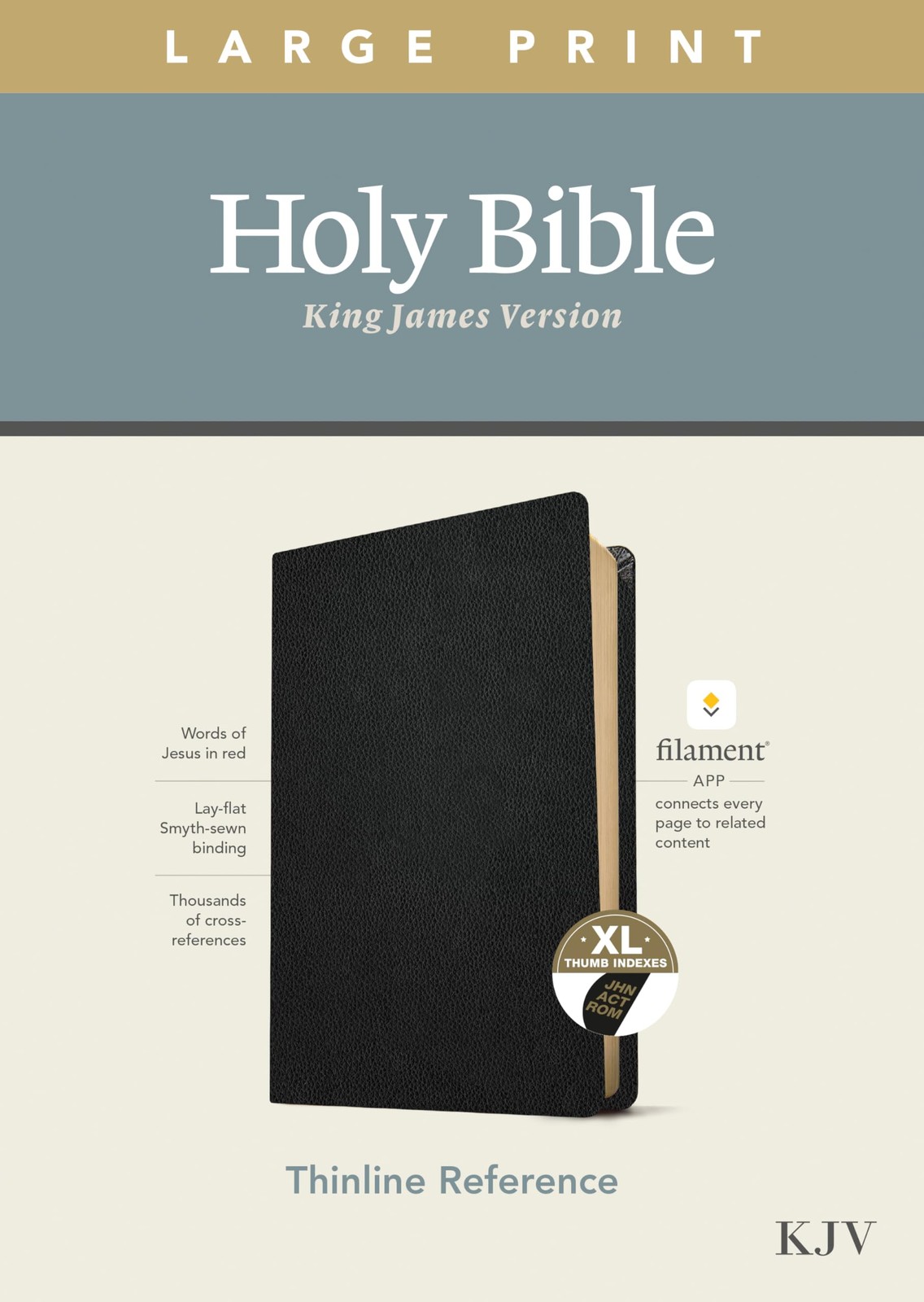 KJV Large Print Thinline Reference Bible, Filament Enabled (Genuine Leather,…