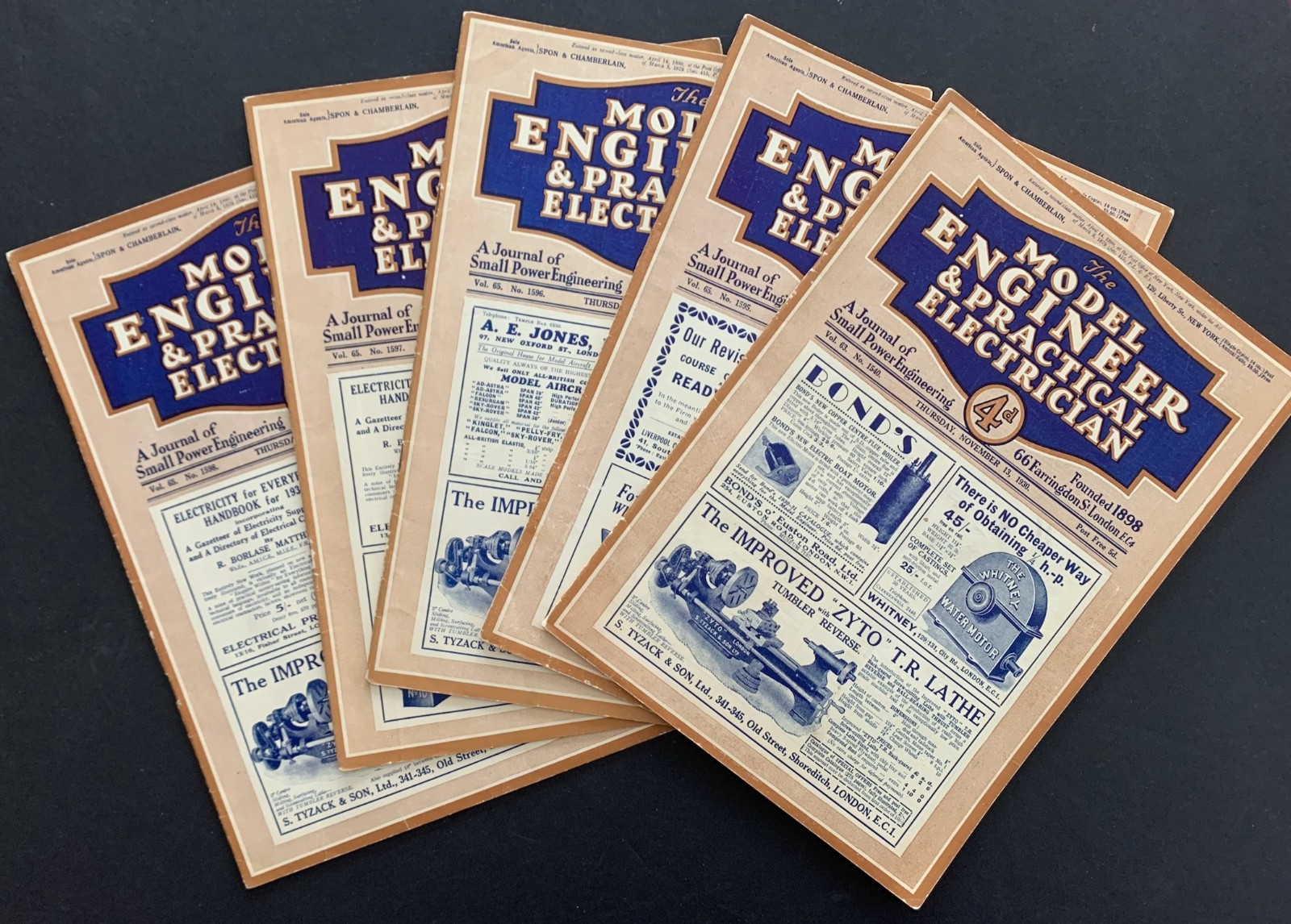 Lot of 5: English Model Engineer & Practical Electrician Magazine 1930-1931