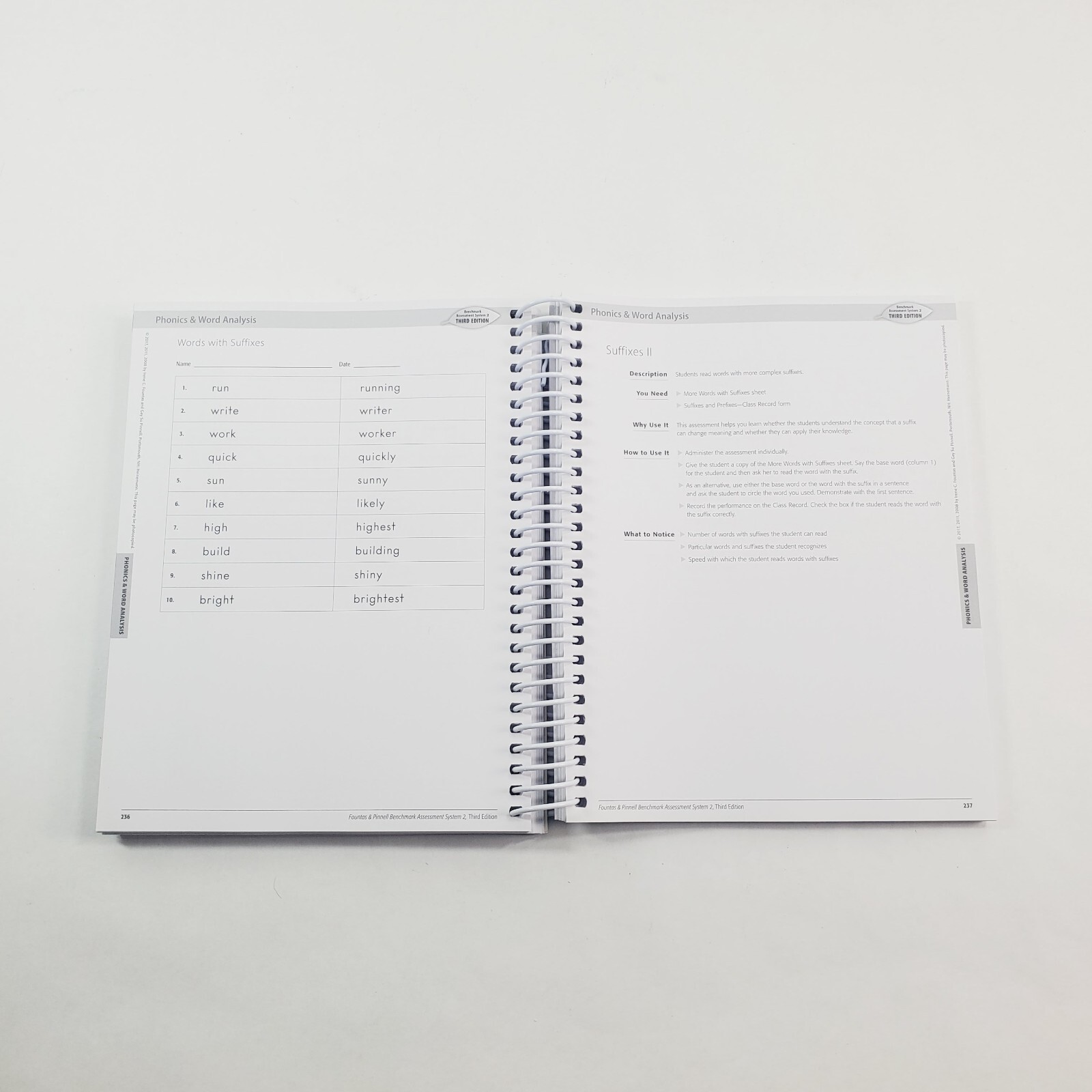 Fountas & Pinnell Benchmark Assessment System 2 Assessment Forms 3rd Edition