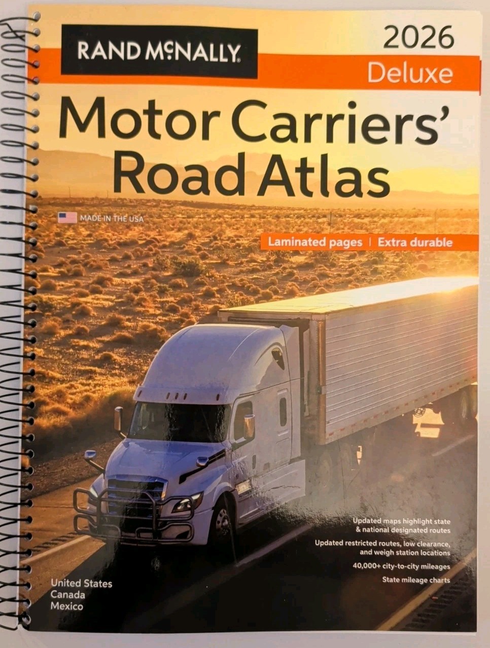Rand Mcnally 2026 Deluxe Motor Carriers Road Atlas US Canada Mexico Laminated