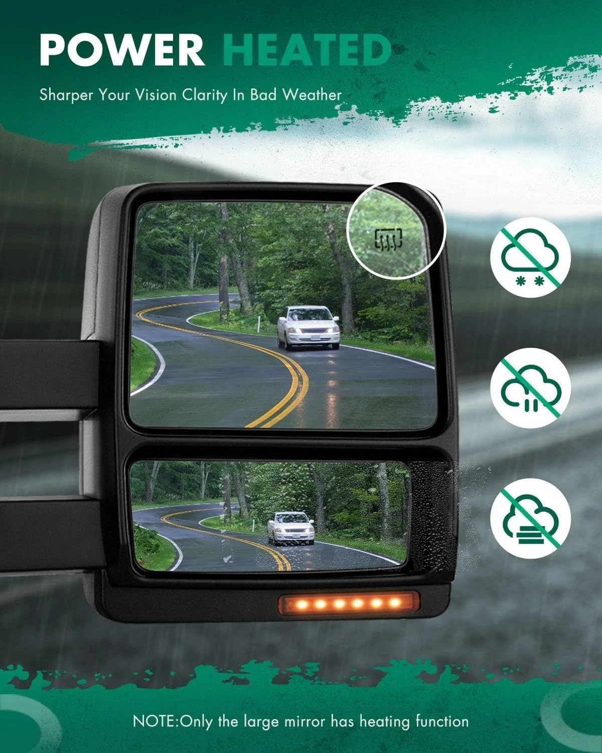 Tow Mirror Compatible with 2007-2014 for Ford for F-150 Towing Mirror with Right