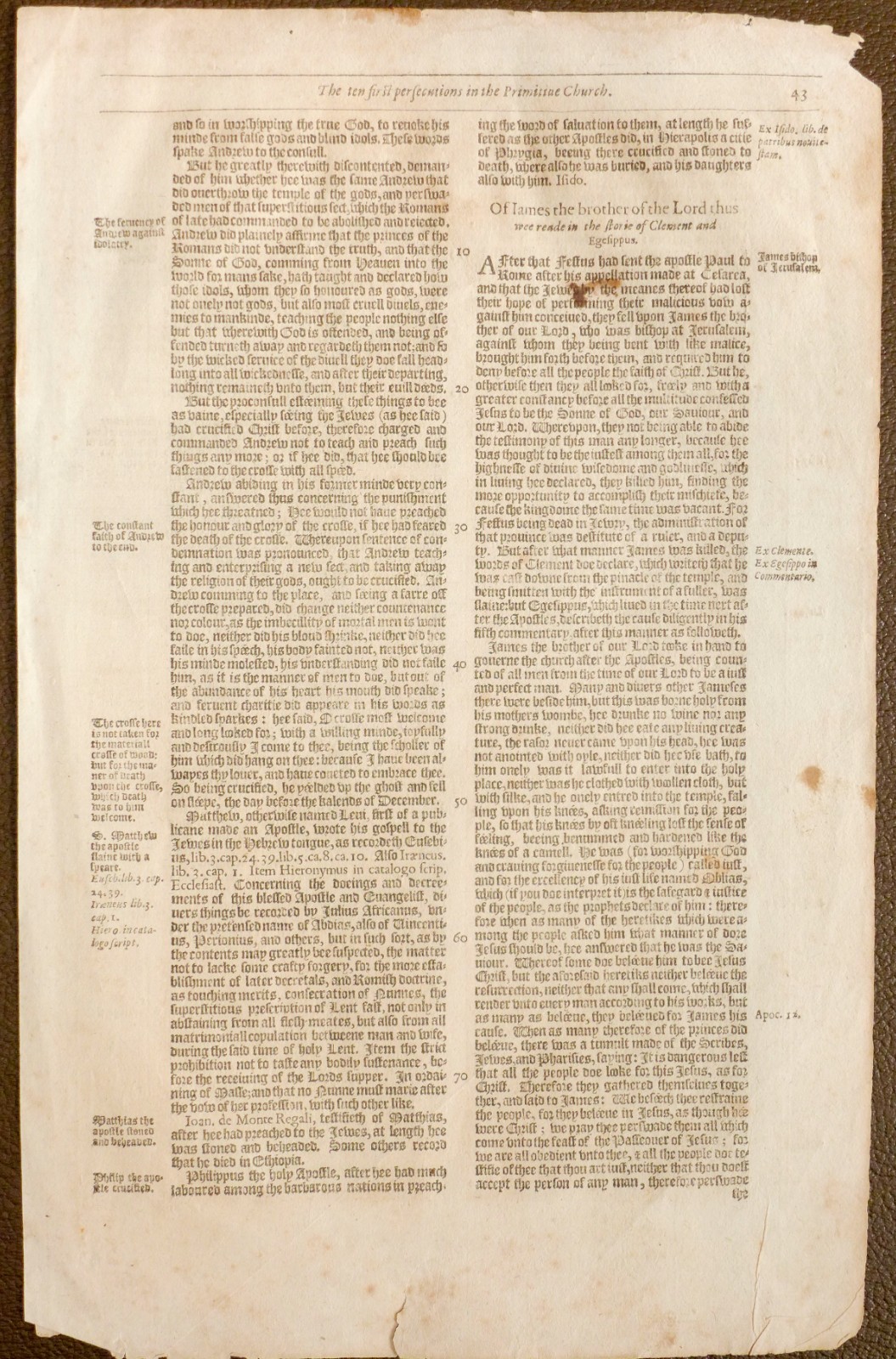 Original Leaf From John Foxe’s Book of Martyrs 1632