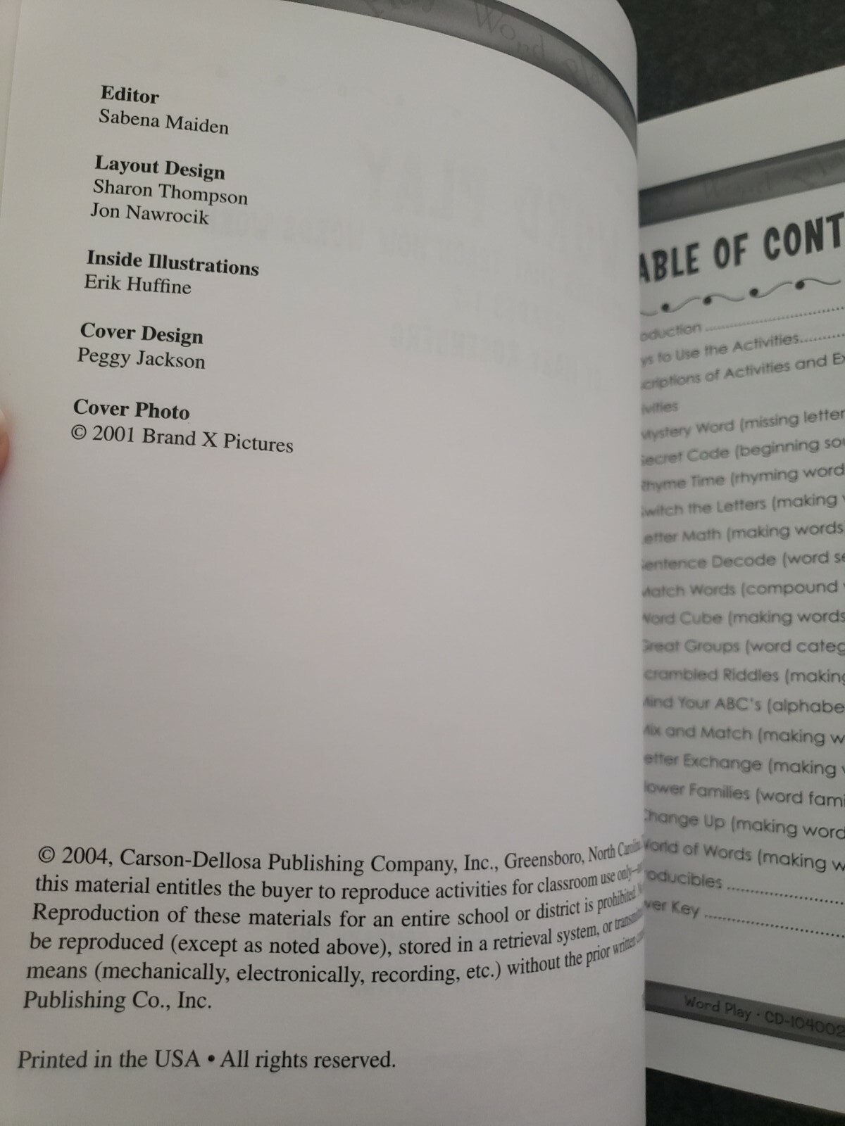 Word Play Grades 1-2 NEW Carson-Dellosa Skills for Success 100+ Reproducible Vg+