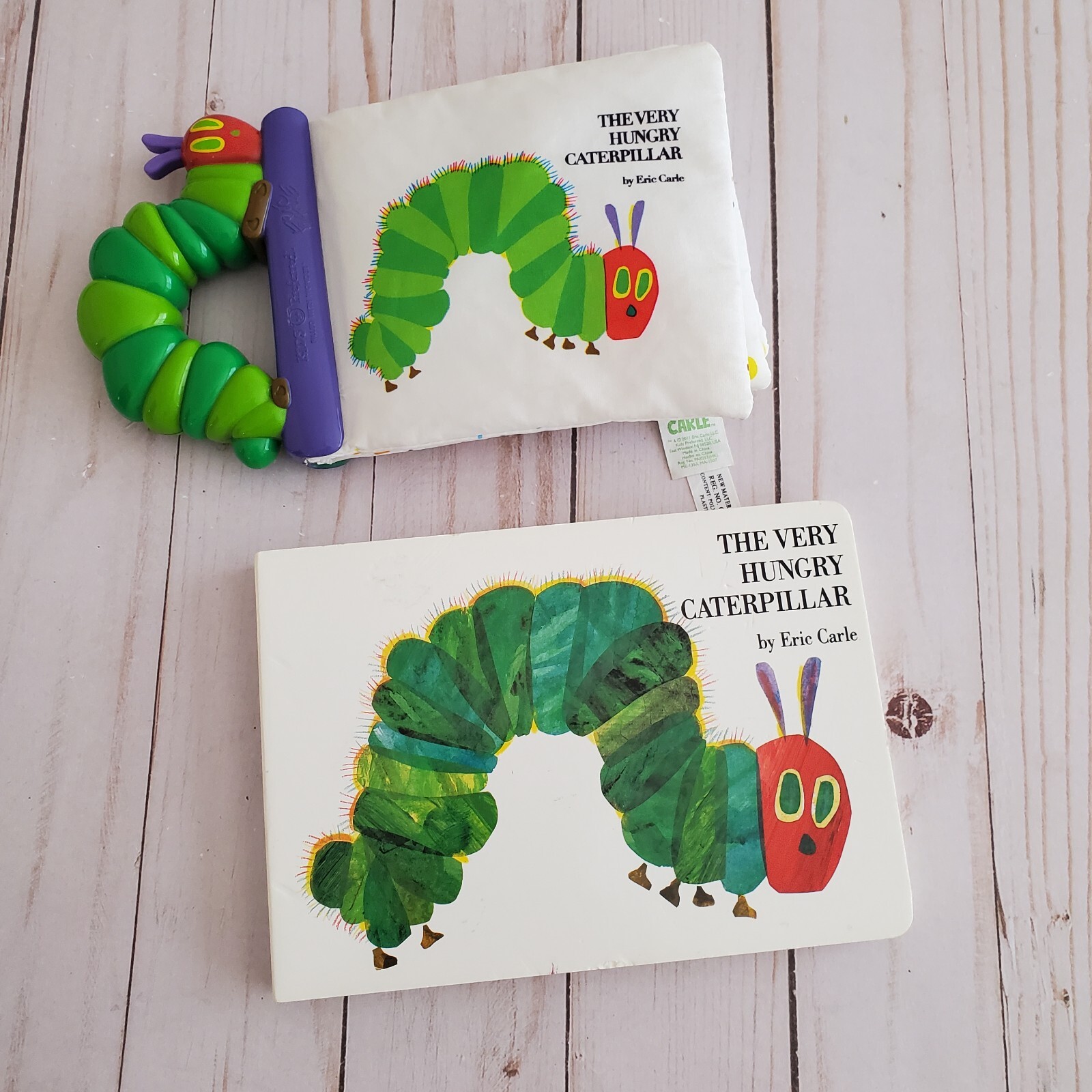 Eric Carle The Very Hungry Caterpillar Board Book and Fabric Crinkle Book Lot