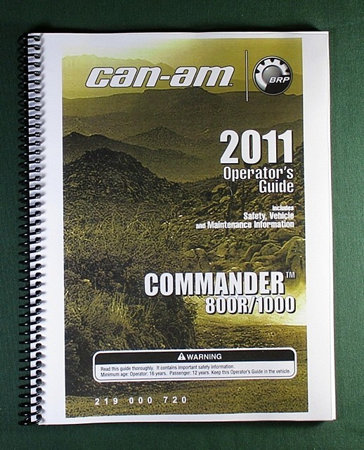 2011 Can-Am Commander 1000 Owner’s Manual: 149 Pages & Protective Covers